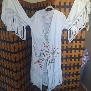 White bohemian embroidered dress